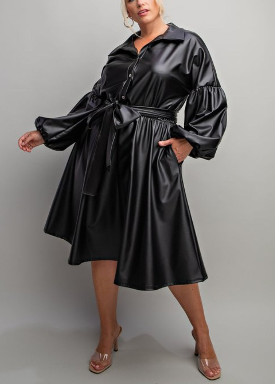 TKK Make It Sexy Faux Leather MIDI Dress