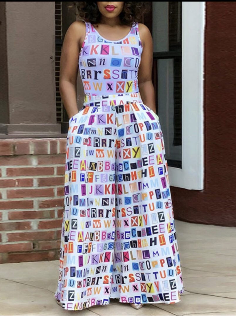 TKK Letter Wide Leg Jumpsuit