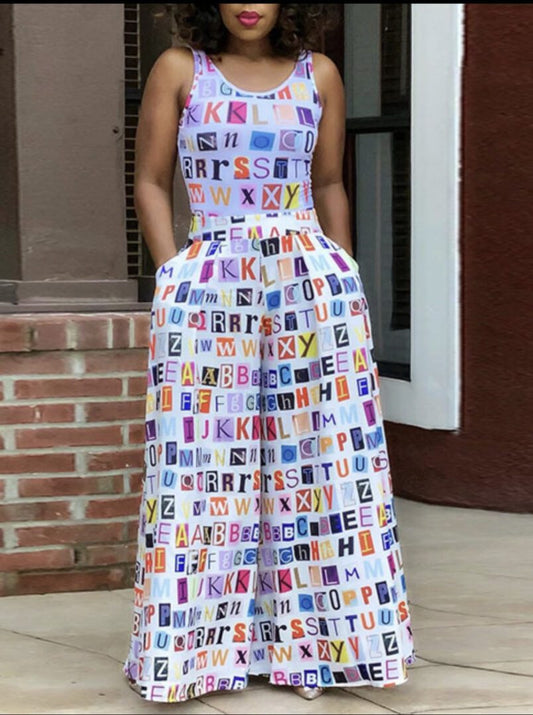 TKK Letter Wide Leg Jumpsuit