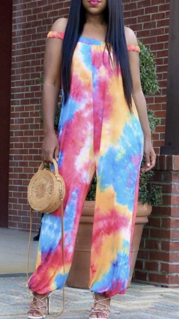 TKK Off The Shoulder Tie-dye Jumpsuit