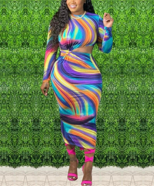 TKK Patricia Rainbow Cut -Out Dress