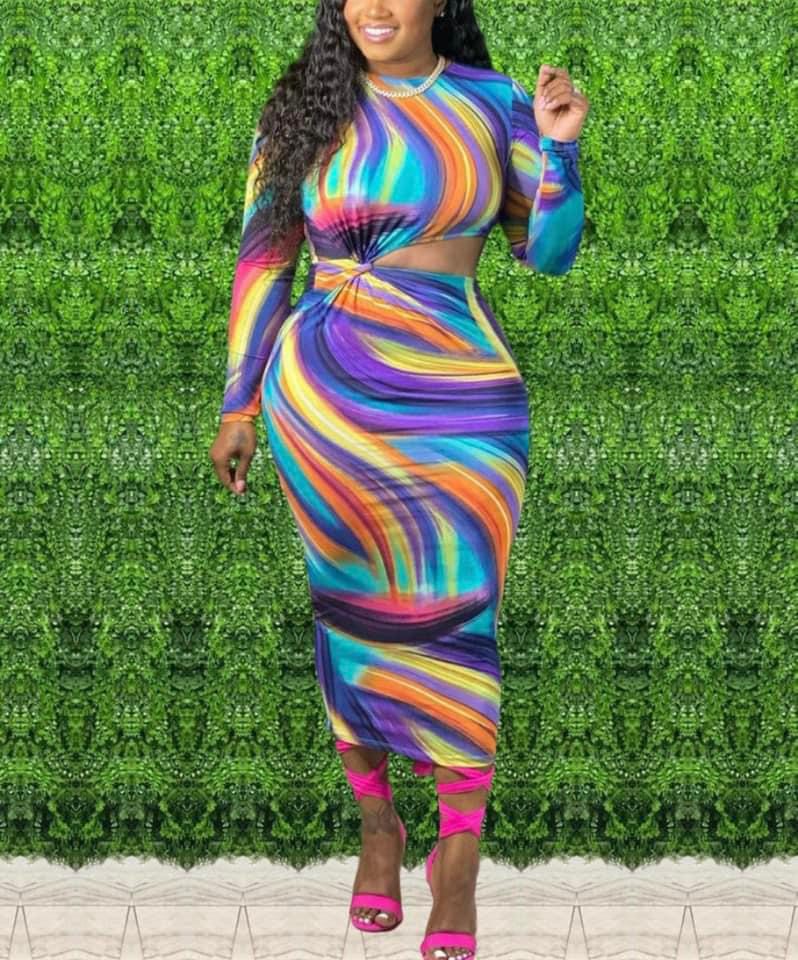 TKK Patricia Rainbow Cut -Out Dress