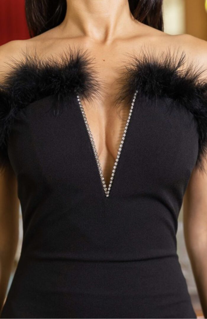 TKK Roxy Feather Trim Midi Dress