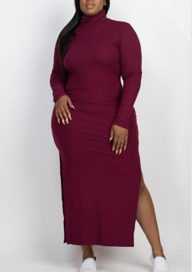 TKK Wendy Long Sleeve Slit Dress