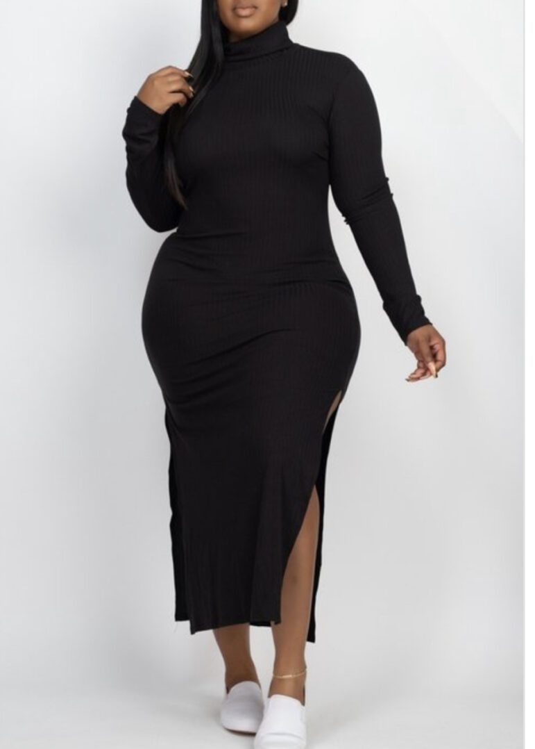 TKK Wendy Long Sleeve Slit Dress