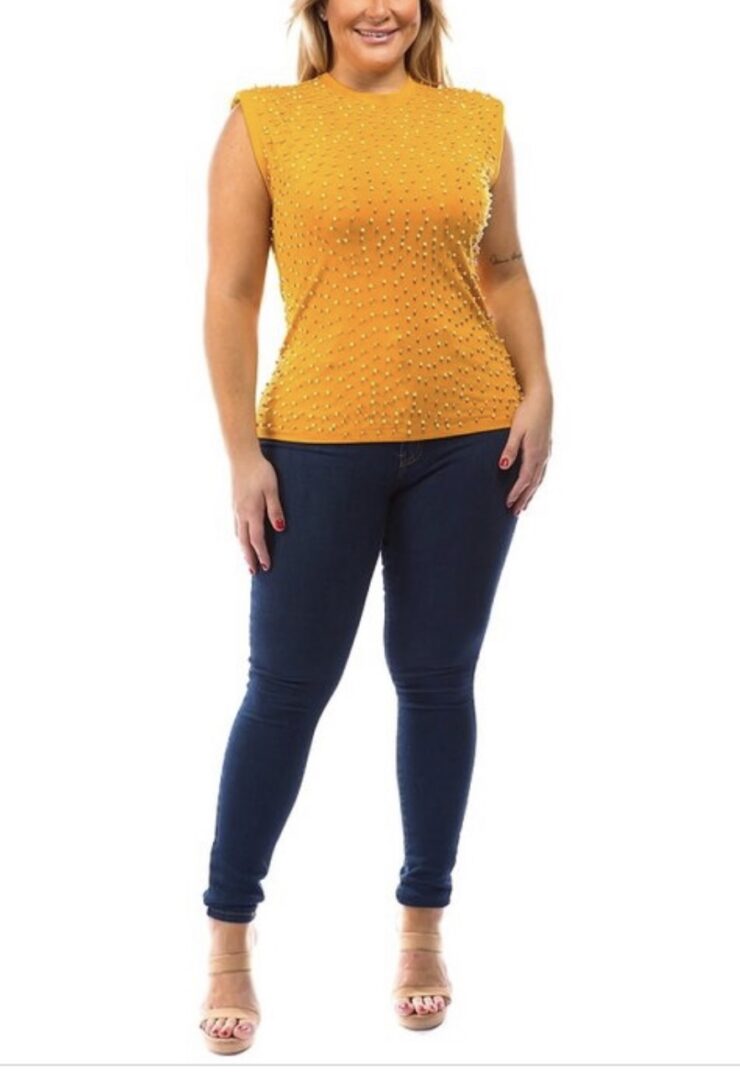 TKK Pearl Embellished Sleeveless Shirt