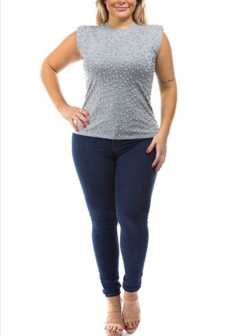 TKK Pearl Embellished Sleeveless Shirt