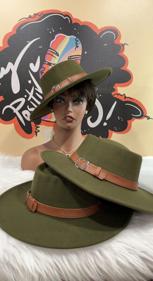 TKK White Flat Top w/Band Fedora