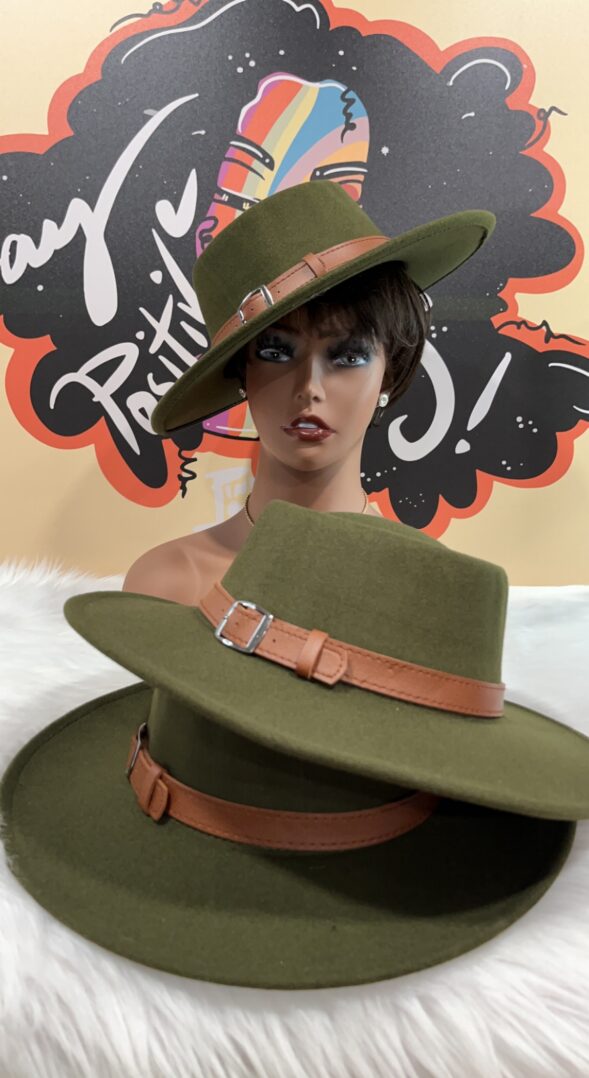 TKK White Flat Top w/Band Fedora