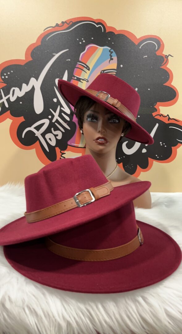 TKK White Flat Top w/Band Fedora