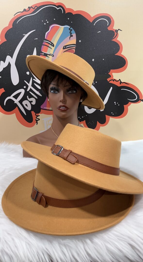 TKK White Flat Top w/Band Fedora