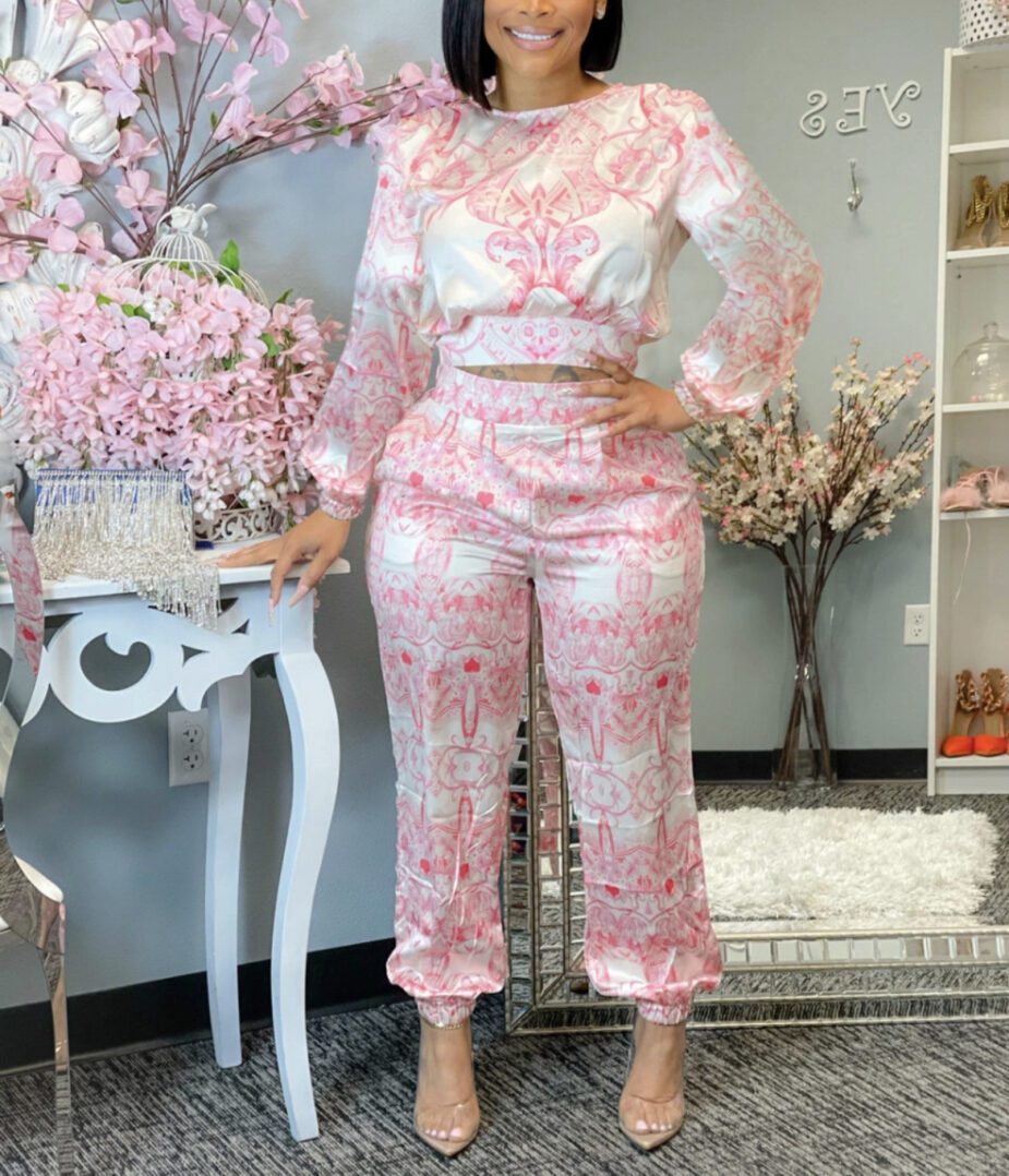 TKK Tribal Print Tie Back Pants Set