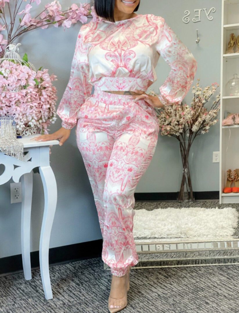 TKK Tribal Print Tie Back Pants Set