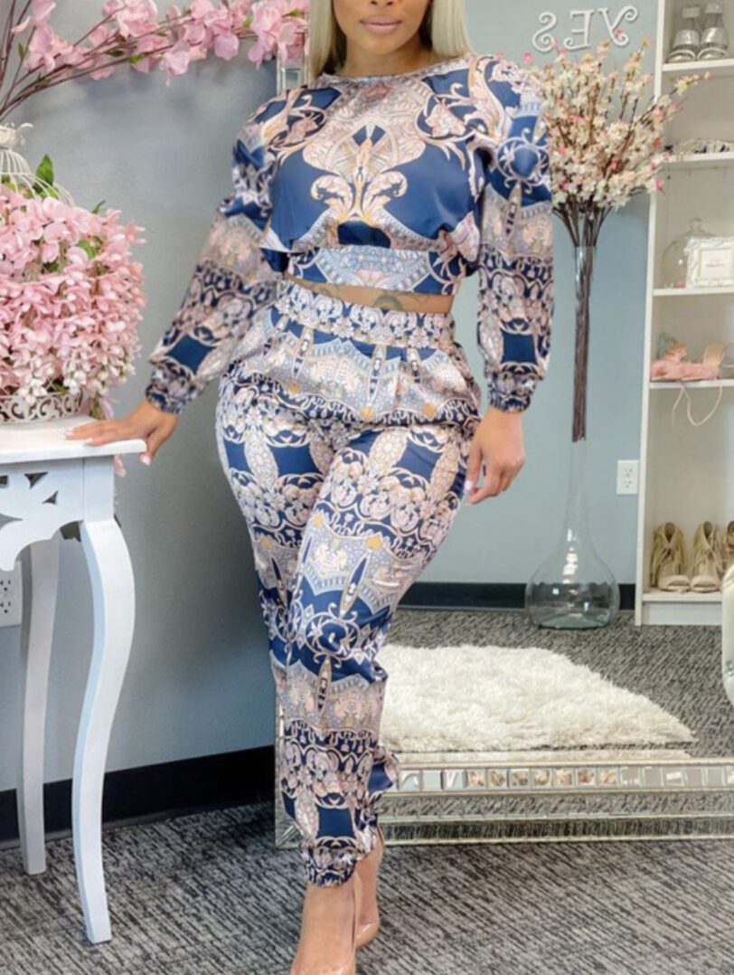 TKK Tribal Print Tie Back Pants Set