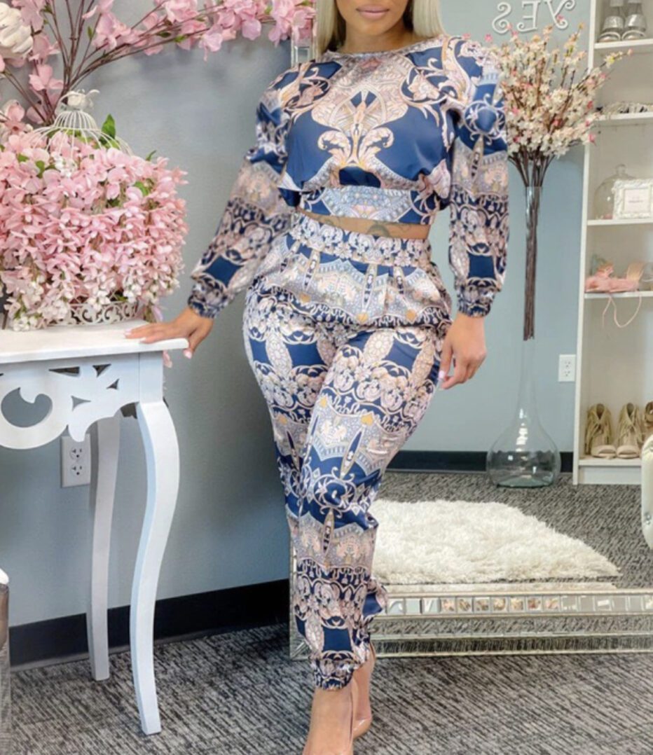 TKK Tribal Print Tie Back Pants Set