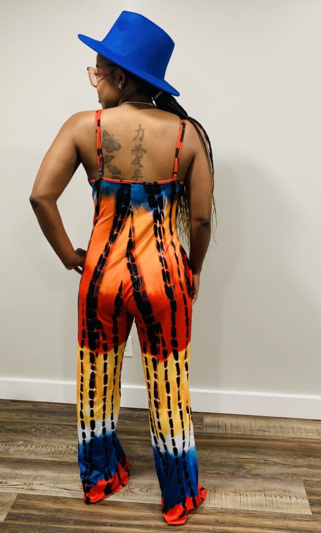 TKK Casual V-Neck Tie-Dye Jumpsuit